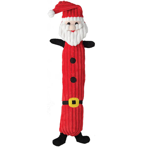 Patchwork Corduroy Santa With Belt Dog Toy - 15"