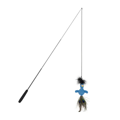 FabCat Floppy Peacock Teaser Cat Toy Wand