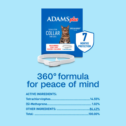 Adams Plus Flea & Tick Collar for Cats - 1 Pack - 1 Month Supply