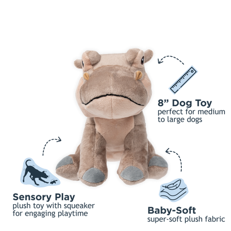 Tall Tails Plush Hippo Dog Toy - 8"