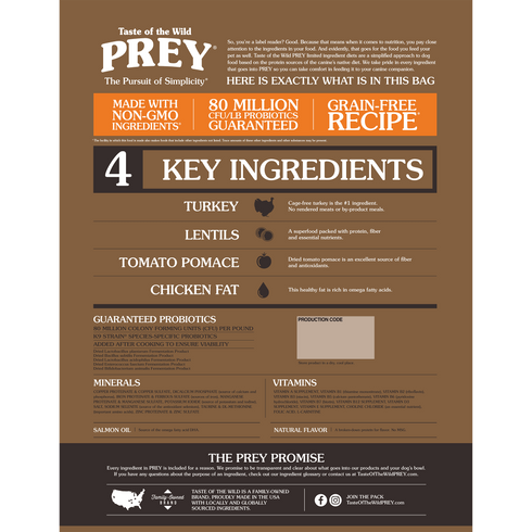 Taste of the Wild Prey Limited Ingredient Dry Dog Food - Turkey - 25lb Bag