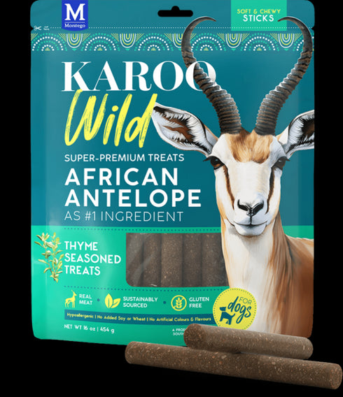 Karoo Wild Sticks Dog Treats - African Antelope & Thyme- 16oz Pouch