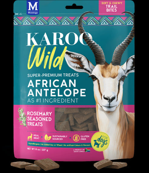 Karoo Wild Trail Bites Dog Treats - African Antelope & Rosemary - 4oz Pouch