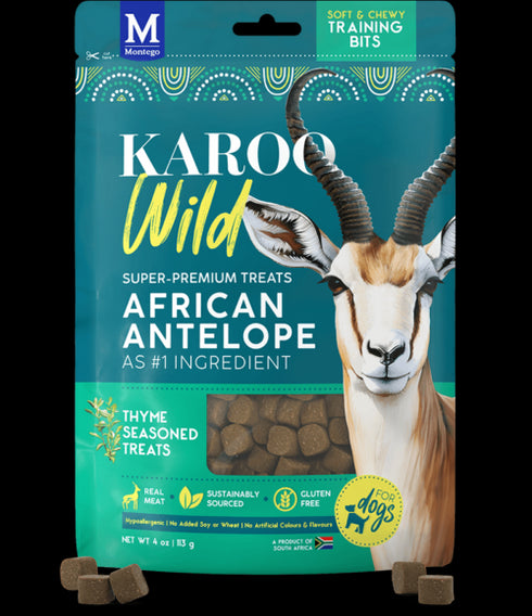 Karoo Wild Training Bits Dog Treats - African Antelope & Thyme - 4oz Pouch