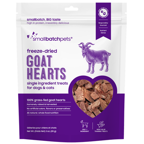 smallbatch Freeze Dried Cat & Dog Treats - Goat Hearts - 3oz Bag