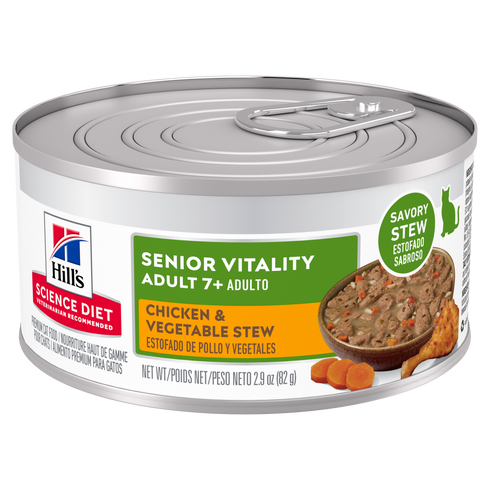 Hill's Science Diet Adult 7+ Senior Vitality Wet Cat Food - Chicken & Vegetable Stew - 2.9oz Can