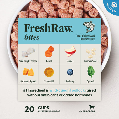Instinct FreshRaw Bites Frozen Raw Dog Food - Pollock - 2.7lb Bag