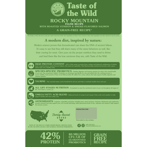 Taste of the Wild Rocky Mountain Dry Cat Food - Roasted Venison - 14lb Bag