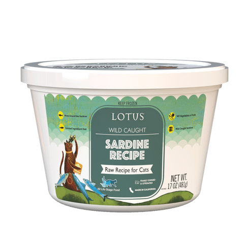 Lotus Pet Frozen Raw Cat Food - Sardine - 17oz Tub