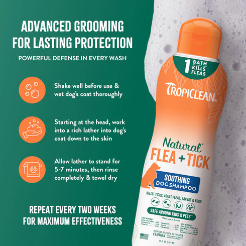 TropiClean Flea & Tick Control Soothing Shampoo - 20oz