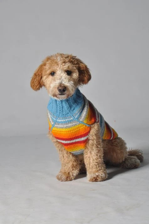 Chilly Dog Dog Sweater - Large - Turquoise Serape