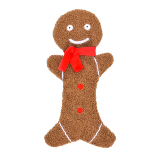Patchwork Pet Stuffingless Gingerbread Man Dog Toy - 14"