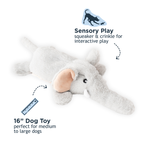 Tall Tails Stuffless Elephant Squeaker Dog Toy - 16"