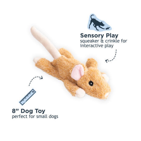 Tall Tails Plush Stuffless Mouse Dog Toy - 8"