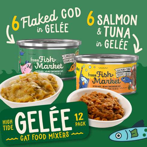 Fromm Variety Pack Gelee Wet Cat Food Mixers - Fish Market High Tide - 12 3oz Cans