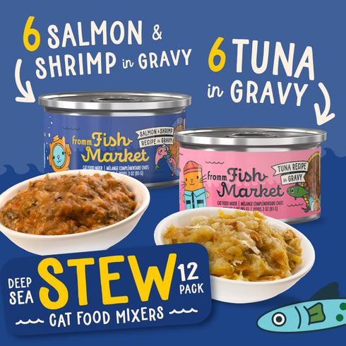 Fromm Variety Pack Stew Wet Cat Food Mixers - Fish Market Deep Sea - 12 3oz Cans