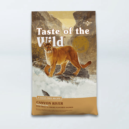 Taste of the Wild Canyon River trout and salmon dry cat food bag