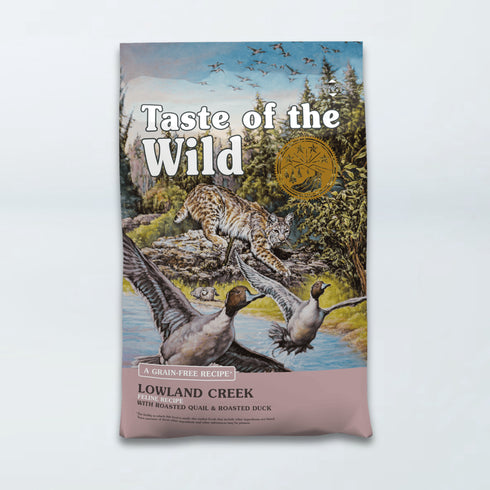 Taste of the Wild Lowland Creek quail and duck dry cat food bag