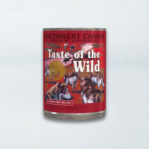 Taste of the Wild Southwest Canyon beef in gravy wet dog food can