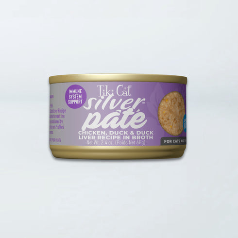 Tiki Cat Silver Pate Wet Cat Food - Chicken, Duck, & Duck Liver - 2.4oz Can