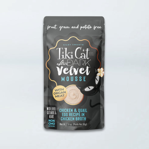 Tiki Cat After Dark Velvet Mousse Wet Cat Food - Chicken & Quail Egg in Broth - 2.8oz Pouch