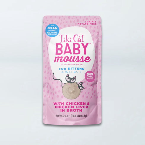 Tiki Cat Baby Mousse Wet Cat Food - Chicken & Chicken Liver in Broth - 2.4oz Pouch