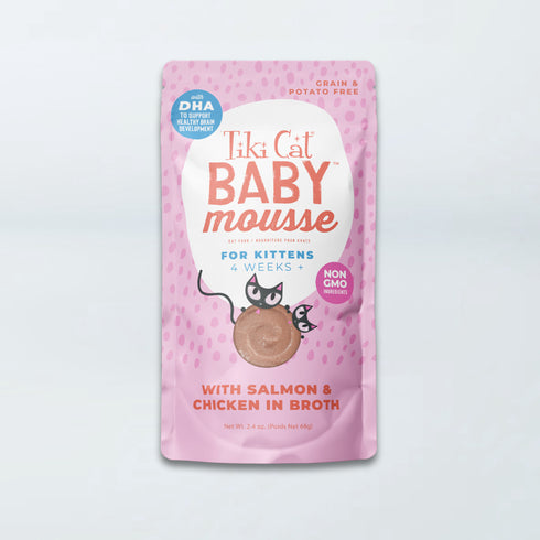 Tiki Cat Baby Mousse Wet Cat Food - Salmon & Chicken in Broth - 2.4oz Pouch