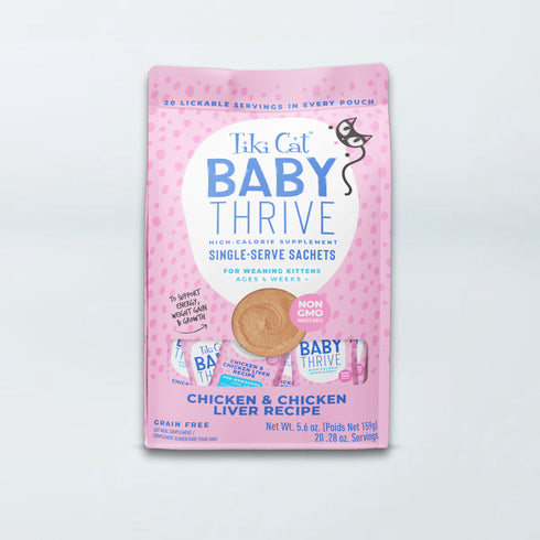 Tiki Cat Baby Thrive Wet Cat Food Supplement - Chicken & Chicken Liver - .25oz Single Serve Sachet - 20 Pack