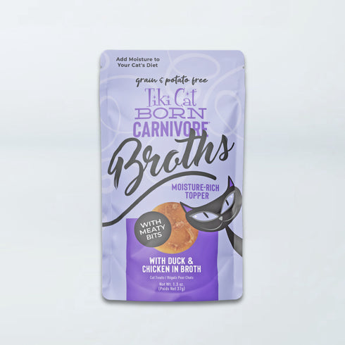 Tiki Cat Born Carnivore Broths Cat food Topper - Duck & Chicken - 1.3oz Pouch