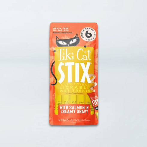 Tiki Cat Stix Lickable Cat Treats - Salmon & Creamy Gravy - 6 Pack