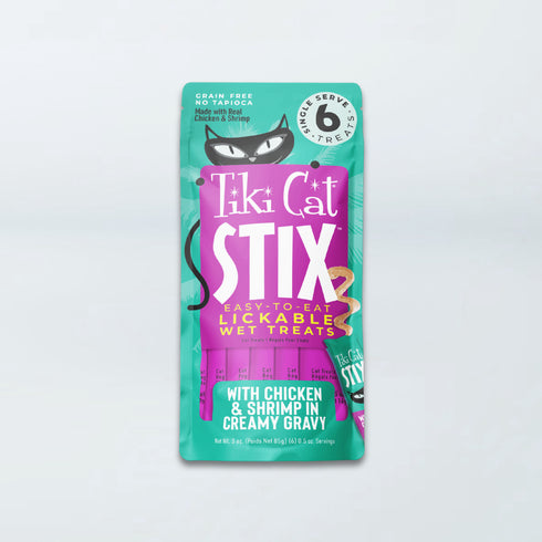 Tiki Cat Stix Lickable Cat Treats - Shrimp & Creamy Gravy - 6 Pack