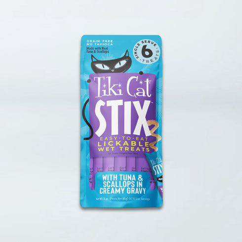 Tiki Cat Stix Lickable Cat Treats - Tuna, Scallops, & Creamy Gravy - 6 Pack