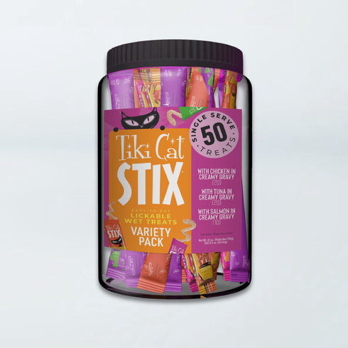 Tiki Cat Stix Lickable Cat Treats Mega Jar Variety Pack - 50 Count