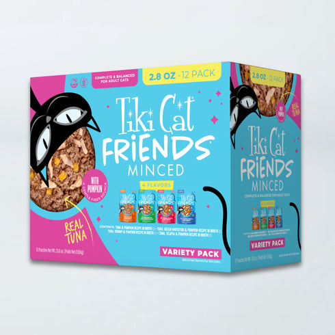Tiki Cat Friends Minced Variety Pack Wet Cat Food - Tuna Flavors - 12 2.8oz Pouches