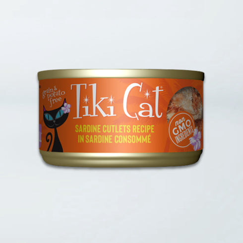Tiki Cat Tahitian Grill Wet Cat Food - Sardine Cutlets in Sardine Consommé - 6oz Can