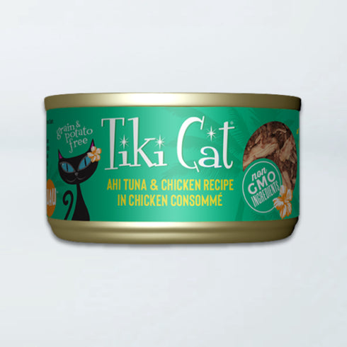 Tiki Cat Luau Hookena Wet Cat Food - Ahi Tuna & Chicken in Chicken Consommé - 2.8oz Can