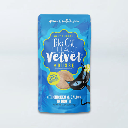 Tiki Cat Luau Velvet Mousse Wet Cat Food - Chicken & Salmon in Broth - 2.8oz Pouch