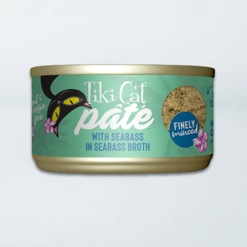 Tiki Cat Luau Pate Wet Cat Food - Seabass in Seabass Broth - 5.5oz Can