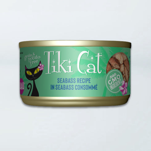 Tiki Cat Luau Oahu Wet Cat Food - Seabass in Consommé - 6oz Can
