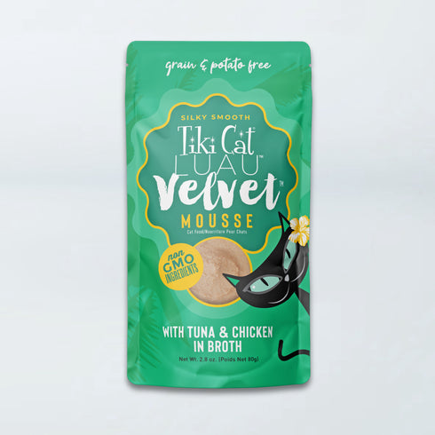 Tiki Cat Luau Velvet Mousse Wet Cat Food - Tuna & Chicken in Broth - 2.8oz Pouch
