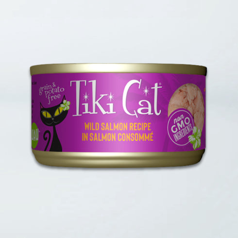 Tiki Cat Luau Hanalei Wet Cat Food - Wild Salmon in Salmon Consommé - 6oz Can