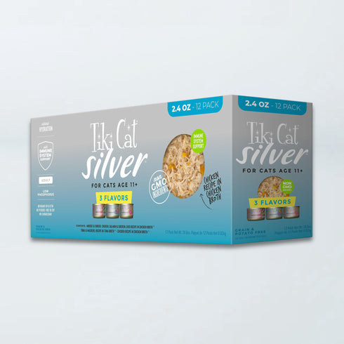 Tiki Cat Silver Variety Pack Wet Cat Food - 3 Flavors - 12 2.4oz Cans