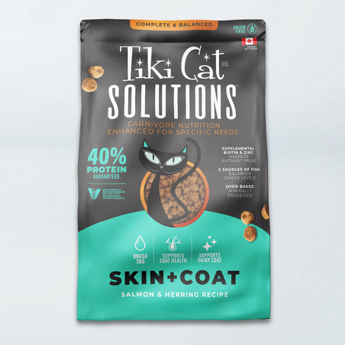 Tiki Cat Solutions Skin & Coat Dry Cat Food - Salmon & Herring - 2.8lb Bag