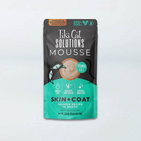 Tiki Cat Solutions Skin & Coat Mousse Wet Cat Food - Salmon - 2.4oz Pouch