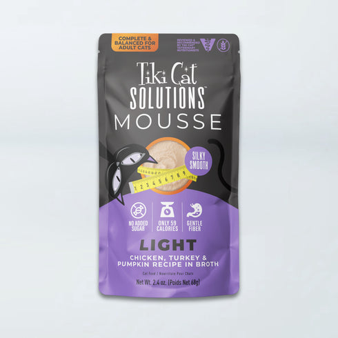 Tiki Cat Solutions Light Mousse Wet Cat Cat - Chicken, Turkey, & Pumpkin In Broth -2.4oz Pouch