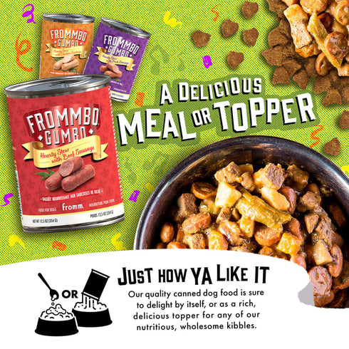 Fromm Frommbo Gumbo Wet Dog Food - Hearty Beef Sausage Stew - 12.5oz Can