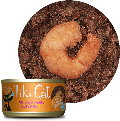 Tiki Cat Manana Grill Wet Cat Food - Ahi Tuna with Prawns in Broth - 6oz Can