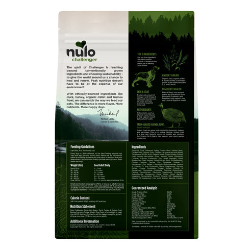 Nulo Challenger High Protein Puppy & Adult Dry Dog Food - Duck, Turkey & Guinea Fowl - 24lb Bag