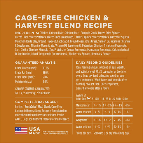 Instinct FreshDried Meal Blends Dehydrated Dog Food - Chicken & Harvest - 3oz Pouch
