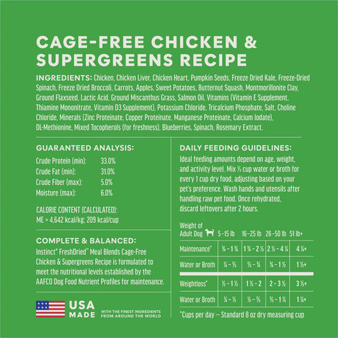 Instinct FreshDried Freeze Dried Dog Food - Chicken & Greens Blend - 23oz Bag